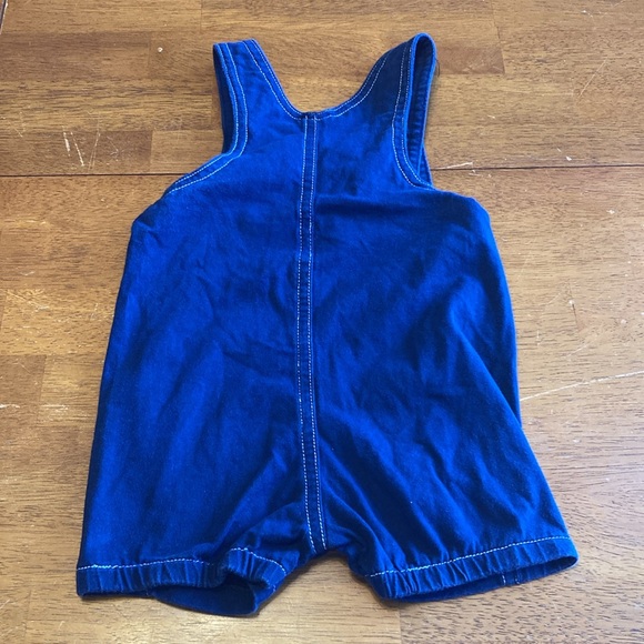 Le Top Baby Boy Size 18 Month Blue Knit Shortalls Sailboat Applique 100% Cotton - Picture 7 of 9